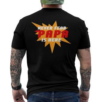 Never Fear Papa Is Here Super Grandpa Superhero Men's Back Print T-shirt | Mazezy