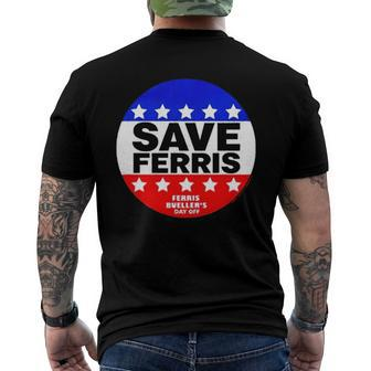 Ferris Buellers Day Off Save Ferris Badge Men's Back Print T-shirt | Mazezy CA