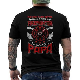 Firefighter Papa Fire Fighter Dad For Fathers Day Fireman Men's Back Print T-shirt | Mazezy