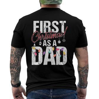 First Christmas As A Dad Xmas Lights 2021 Dad Plaid Costume Men's Back Print T-shirt | Mazezy