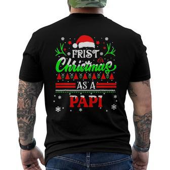 First Christmas As A Papi Men's Back Print T-shirt | Mazezy