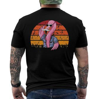Flamingo Dad Fathers Day Retro Bird Animal Lover Zoo-Keeper Men's Back Print T-shirt | Mazezy