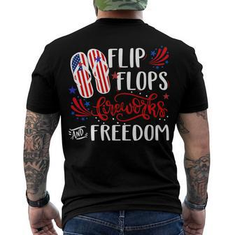 Flip Flops Fireworks And Freedom 4Th Of July Men's T-shirt Back Print - Seseable