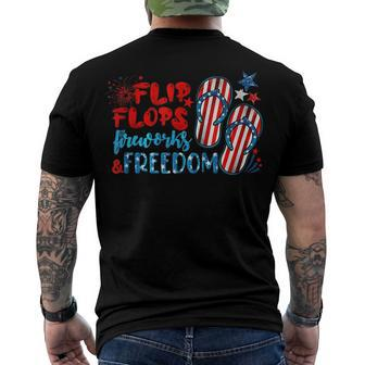 Womens Flip Flops Fireworks And Freedom 4Th Of July Men's T-shirt Back Print - Seseable
