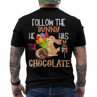 Follow The Bunny He Has Chocolate Men's Crewneck Short Sleeve Back Print T-shirt | Favorety AU