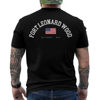 Fort Leonard Wood Mo Retro American Flag Usa City Name Men's T-shirt Back Print - Seseable