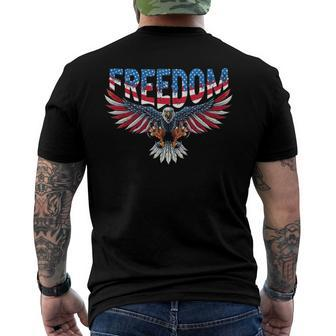 Freedom Eagle 4Th Of July American Flag Patriotic Men's Back Print T-shirt | Mazezy