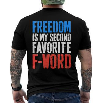 Womens Freedom Is My Second Favorite F-Word 4Th Of July V-Neck Men's Back Print T-shirt | Mazezy