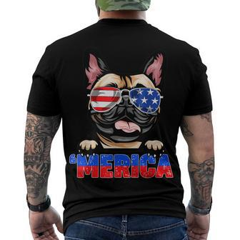 French Bulldog Frenchie Merica Wear Sunglasses 4Th Of July Men's T-shirt Back Print - Seseable