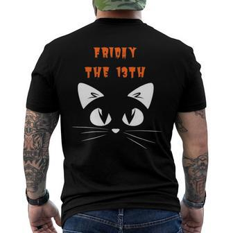 Friday The 13Th Adorable Black Cat Halloween Men's Back Print T-shirt | Mazezy