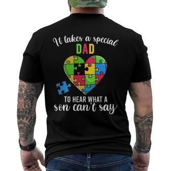 Fun Heart Puzzle S Dad Autism Awareness Family Support Men's Back Print T-shirt | Mazezy