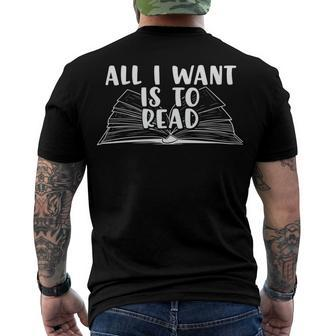 Funny Books All I Want To Do Is Read Men's Crewneck Short Sleeve Back Print T-shirt - Monsterry