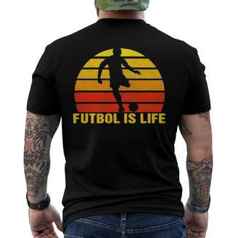 Futbol Is Life Vintage Soccer Player Sports Futbol Men's Back Print T-shirt | Mazezy