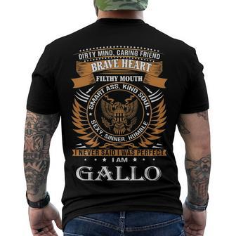 Gallo Name Gallo Brave Heart Men's T-Shirt Back Print - Seseable