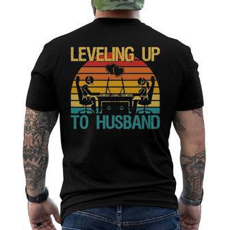 Gamer Engagement Future Mr & Mrs Leveling Up To Husband Men's Back Print T-shirt | Mazezy