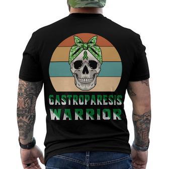 Gastroparesis Warrior Skull Women Vintage Green Ribbon Gastroparesis Gastroparesis Awareness Men's Crewneck Short Sleeve Back Print T-shirt | Favorety UK