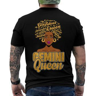 Gemini Zodiac Black African Afro Queen May June Birthday Men's T-shirt Back Print - Seseable