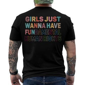 Girls Just Want To Have Fundamental Human Rights Feminist V2 Men's Back Print T-shirt | Mazezy
