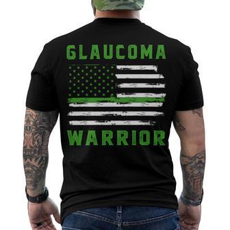 Glaucoma Warrior Usa Flag United States Flag Green Ribbon Glaucoma Glaucoma Awareness Men's Crewneck Short Sleeve Back Print T-shirt | Favorety DE