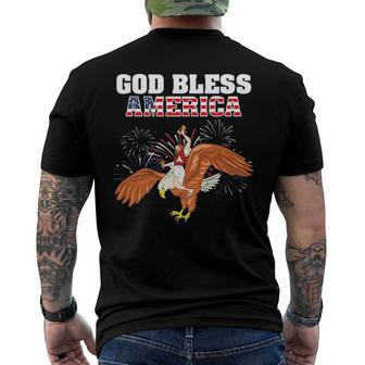 God Bless America Jesus Riding A Bald Eagle Men's Back Print T-shirt | Mazezy