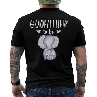 Mens Godfather To Be Elephant Baby Shower Men's Back Print T-shirt | Mazezy