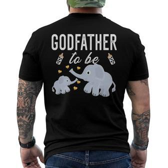 Mens Godfather To Be Elephant Baby Shower Godfather Men's Back Print T-shirt | Mazezy