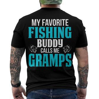 Gramps Grandpa Fishing My Favorite Fishing Buddy Calls Me Gramps Men's T-Shirt Back Print - Seseable
