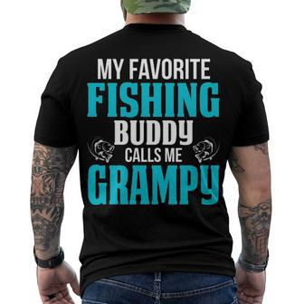 Grampy Grandpa Fishing My Favorite Fishing Buddy Calls Me Grampy Men's T-Shirt Back Print - Seseable