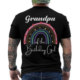 Grandpa Of The Birthday Girl Rainbow Boho Birthday Party Men's T-shirt Back Print - Seseable