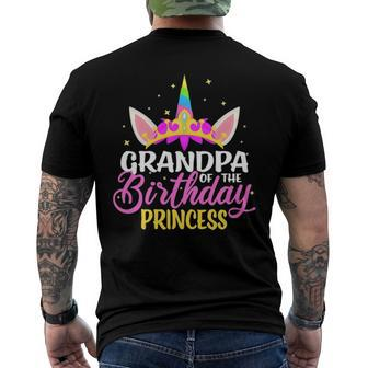 Grandpa Of The Birthday Princess Girl Diadem Unicorn Men's Back Print T-shirt | Mazezy AU