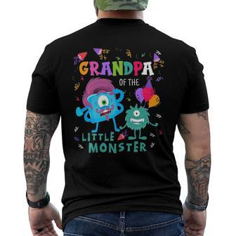 Grandpa Of The Little Monster Birthday Men's Back Print T-shirt | Mazezy