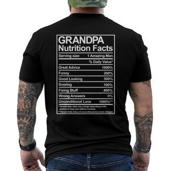 Mens Grandpa Nutrition Facts Thoughtful Sweet Fathers Day Men's Back Print T-shirt | Mazezy
