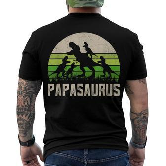 Grandpa Papasaurus Dinosaur 4 Kids Fathers Day V2 Men's T-shirt Back Print - Seseable