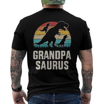 Grandpasaurus Vintage Dinosaur For Grandpa Fathers Day Men's Back Print T-shirt | Mazezy