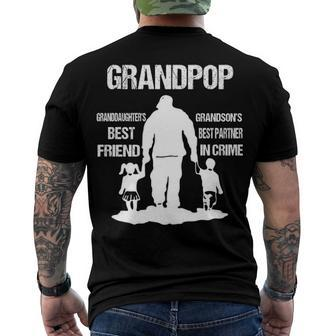 Grandpop Grandpa Grandpop Best Friend Best Partner In Crime Men's T-Shirt Back Print - Seseable