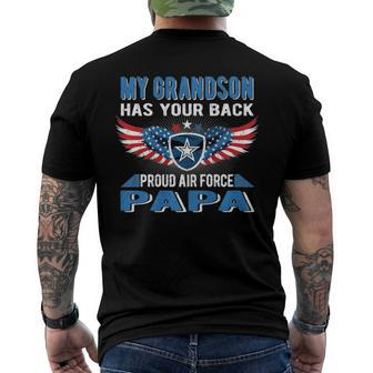 My Grandson Has Your Back Proud Air Force Papa Grandpa Men's Back Print T-shirt | Mazezy