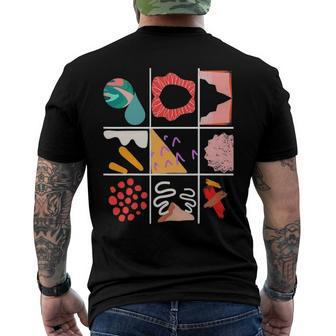 Grid Abstract Shapes Men's Back Print T-shirt | Mazezy