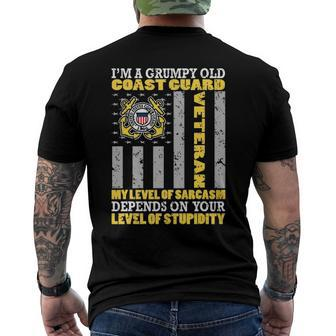 Grumpy Old Coast Guard United States Military Veteran Men's Back Print T-shirt | Mazezy