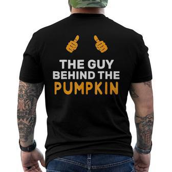 Mens The Guy Behind The Pumpkin Halloween Father Pregnancy Men's Back Print T-shirt | Mazezy