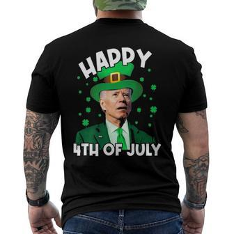 Happy 4Th Of July Biden Leprechaun Shamrock St Patricks Day Men's Back Print T-shirt | Mazezy