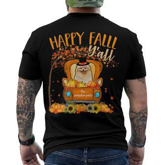 Happy Fall Yall Pomeranian Dog On Truck Pumpkin Autumn T-Shirt Men's T-shirt Back Print - Seseable