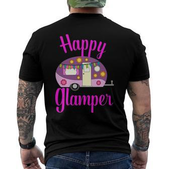 Happy Glamper Vintage Glamping Squad Rose Caravan Camping Men's Back Print T-shirt | Mazezy