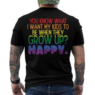 Happy Kids When Grow Up Parent Gay Pride Ally Lgbtq Month Men's T-shirt Back Print - Seseable