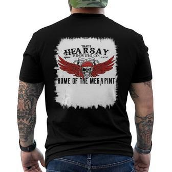 Hearsay Brewing Company Brewing Co Home Of The Mega Pint Men's Back Print T-shirt | Mazezy