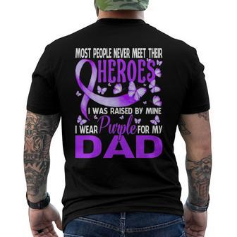 My Heroes I Wear Purple For My Dad Pancreatic Cancer Men's Back Print T-shirt | Mazezy