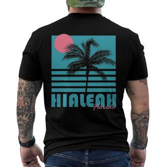 Hialeah Florida Vintage Souvenirs Palm Trees Beach Men's Back Print T-shirt | Mazezy
