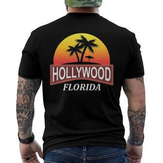 Hollywood Florida Beach Vacation Palm Tree Men's Back Print T-shirt | Mazezy