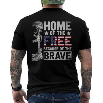 Mens Home Of The Free Because Of The Brave Proud Veteran Soldier Men's Back Print T-shirt | Mazezy UK