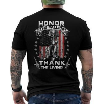 Honor The Fallen Thank The Living Memorial Day Veterans Day Men's Back Print T-shirt | Mazezy UK
