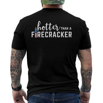 Hotter Than A Firecracker American Flag Men's Back Print T-shirt | Mazezy